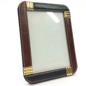 Stitched Two-Tone Leather Picture Frame with Metal Accents and Glass 6" x 8"